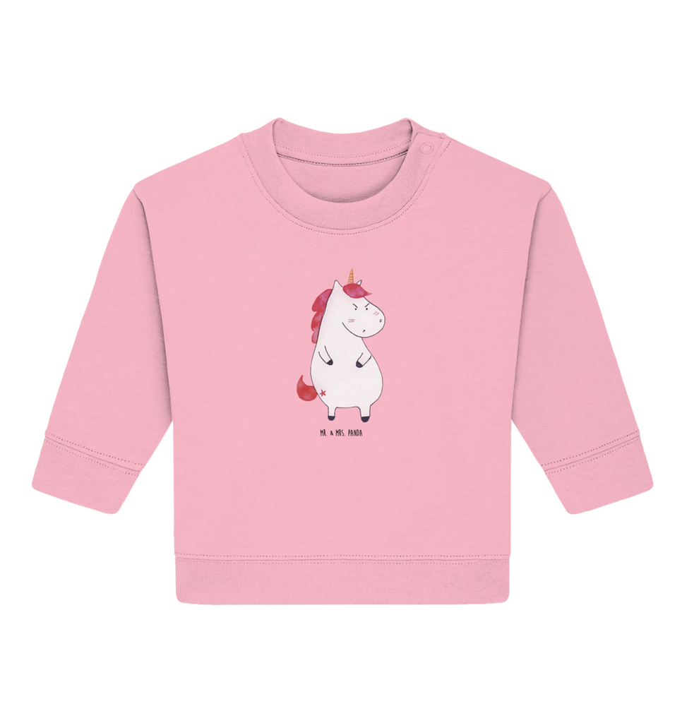 Organic Baby Pullover Einhorn Wut Baby Bullover, Baby Sweatshirt, Einhorn, Einhörner, Einhorn Deko, Pegasus, Unicorn, Realität, Ansage, lustlos, nein, Büro, Arbeit, wütend, dumme Fragen, lustig, Spaß, Geschenk