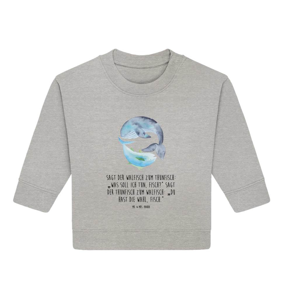 Organic Baby Pullover Walfisch Thunfisch Baby Bullover, Baby Sweatshirt, Tiermotive, Gute Laune, lustige Sprüche, Tiere, Wal, Wahl, Tunfisch, Wortwitz lustig, Spruch lustig, Flachwitz, Witz, Spruch des Tages, Flachwitz Geschenk