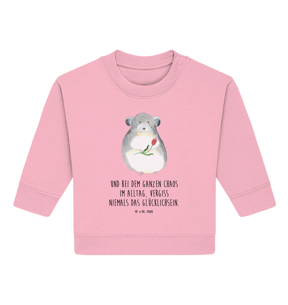 Organic Baby Pullover Chinchilla Blume Baby Bullover, Baby Sweatshirt, Tiermotive, Gute Laune, lustige Sprüche, Tiere, Chinchilla, Chinchillas, Liebeskummer, Kummer, Depressionen, traurig sein, Chaos, Glücklichsein, Büro, Büroalltag