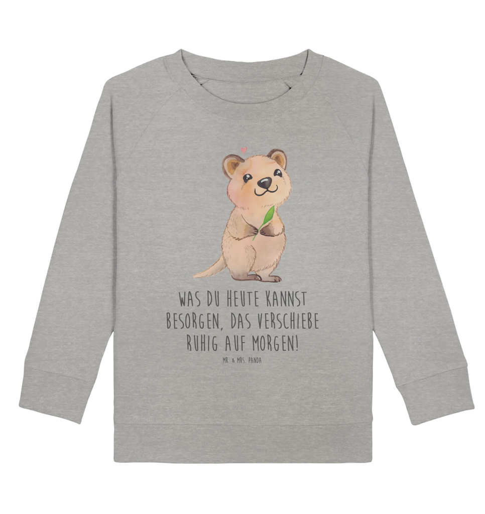 Organic Kinder Pullover Quokka Happy Kinder Pullover, Kinder Sweatshirt, Jungen, Mädchen, Tiermotive, Gute Laune, lustige Sprüche, Tiere, Quokka, Verschieben, Aufschieberitis, Lustiger Spruch, Niedliches Tier, Dinge erledigen