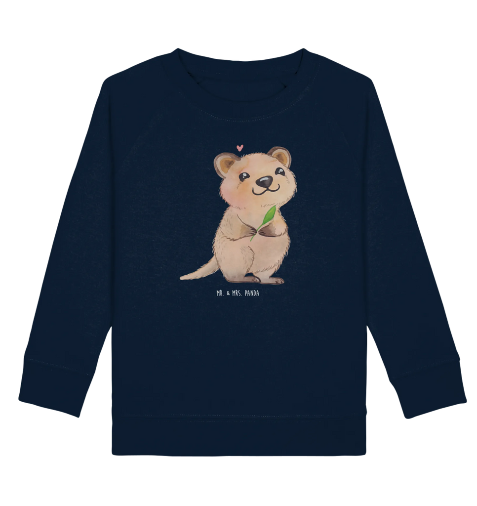 Organic Kinder Pullover Quokka Happy Kinder Pullover, Kinder Sweatshirt, Jungen, Mädchen, Tiermotive, Gute Laune, lustige Sprüche, Tiere, Quokka, Verschieben, Aufschieberitis, Lustiger Spruch, Niedliches Tier, Dinge erledigen