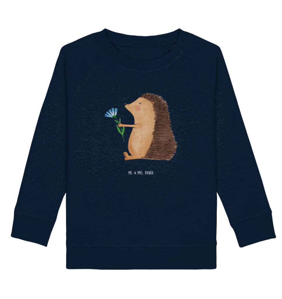 Organic Kinder Pullover Igel mit Blume Kinder Pullover, Kinder Sweatshirt, Jungen, Mädchen, Tiermotive, Gute Laune, lustige Sprüche, Tiere, Igel, Gute Besserung, Genesungswünsche, Krankheit, Krankenhaus, krank, Besuch