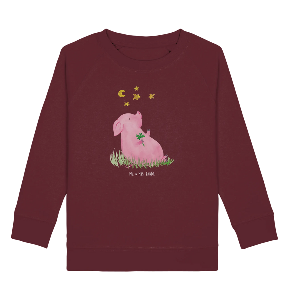 Organic Kinder Pullover Glücksschwein Kinder Pullover, Kinder Sweatshirt, Jungen, Mädchen, Tiermotive, Gute Laune, lustige Sprüche, Tiere, Glücksschwein. Glück, Schwein, Schweinchen, Sterne, Sernchen, Ziele, Träume, Motivation, Glücksbringer