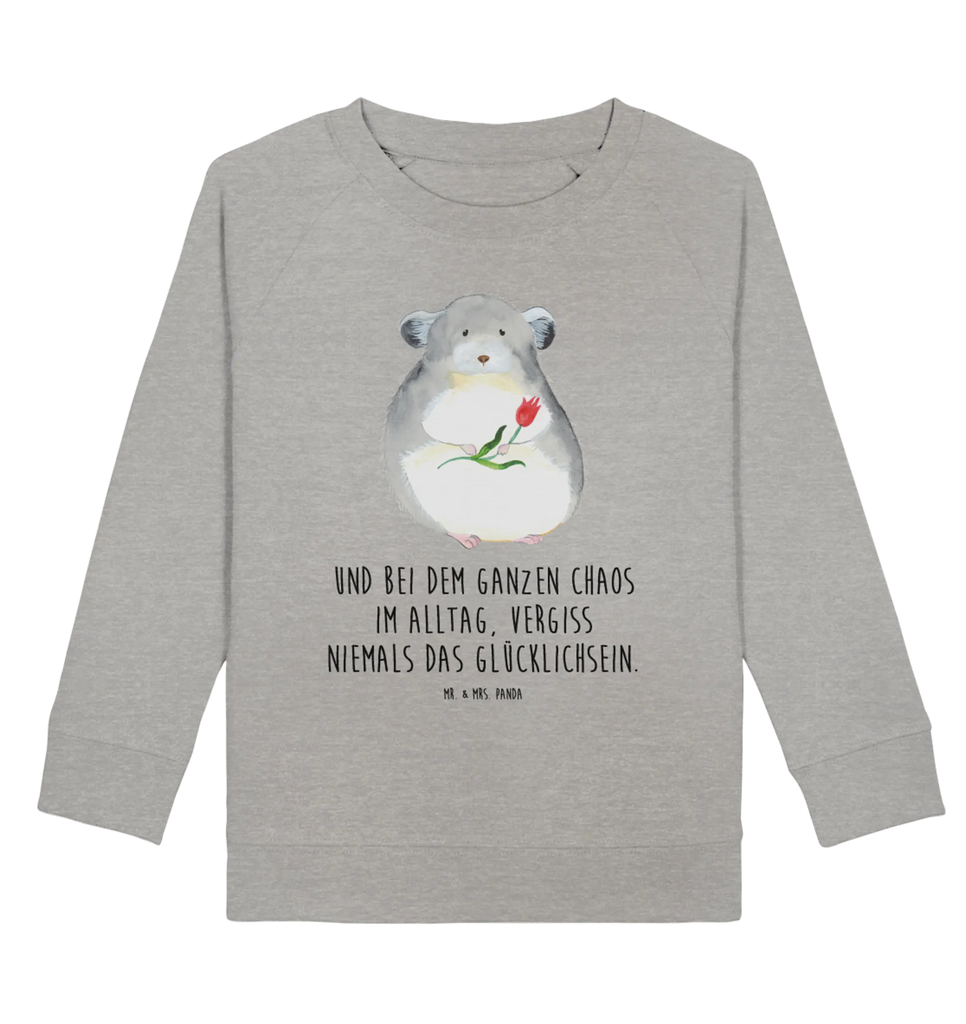 Organic Kinder Pullover Chinchilla mit Blume Kinder Pullover, Kinder Sweatshirt, Jungen, Mädchen, Tiermotive, Gute Laune, lustige Sprüche, Tiere, Chinchilla, Chinchillas, Liebeskummer, Kummer, Depressionen, traurig sein, Chaos, Glücklichsein, Büro, Büroalltag