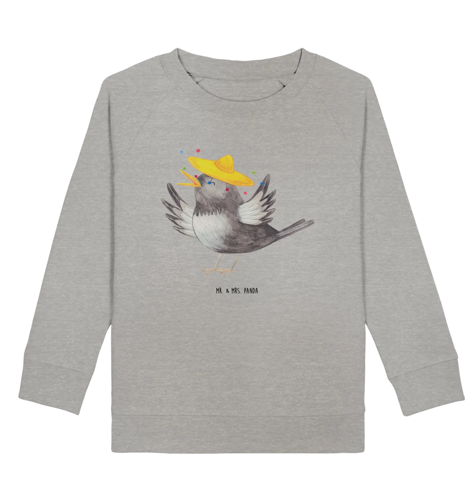 Organic Kinder Pullover Rabe mit Sombrero Kinder Pullover, Kinder Sweatshirt, Jungen, Mädchen, Tiermotive, Gute Laune, lustige Sprüche, Tiere, Rabe, Vogel, Vögel, Spruch positiv, fröhlich sein, glücklich sein, Glück Spruch, froh, Elster, Motivation