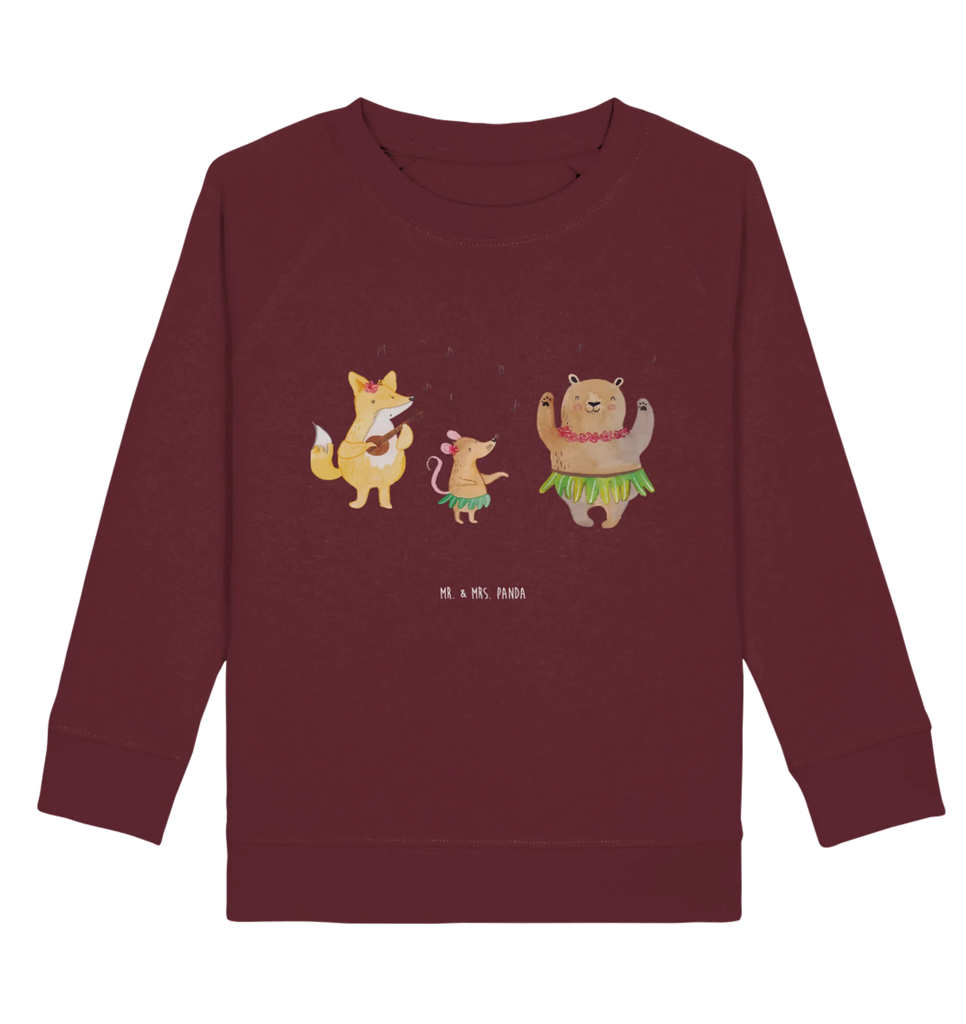 Organic Kinder Pullover Waldtiere Aloha Kinder Pullover, Kinder Sweatshirt, Jungen, Mädchen, Tiermotive, Gute Laune, lustige Sprüche, Tiere, Wald, Waldtiere, Musik, Aloha, Bär, Hase, Igel, Tanzen, Leben, Lachen