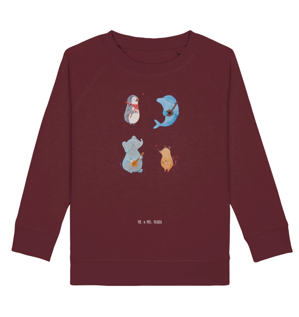 Organic Kinder Pullover Big Band Kinder Pullover, Kinder Sweatshirt, Jungen, Mädchen, Tiermotive, Gute Laune, lustige Sprüche, Tiere, Hund, Pinguin, Maus, Elefant, Delfin, Gitarre, Band, Triangel, Musikanten, Musik