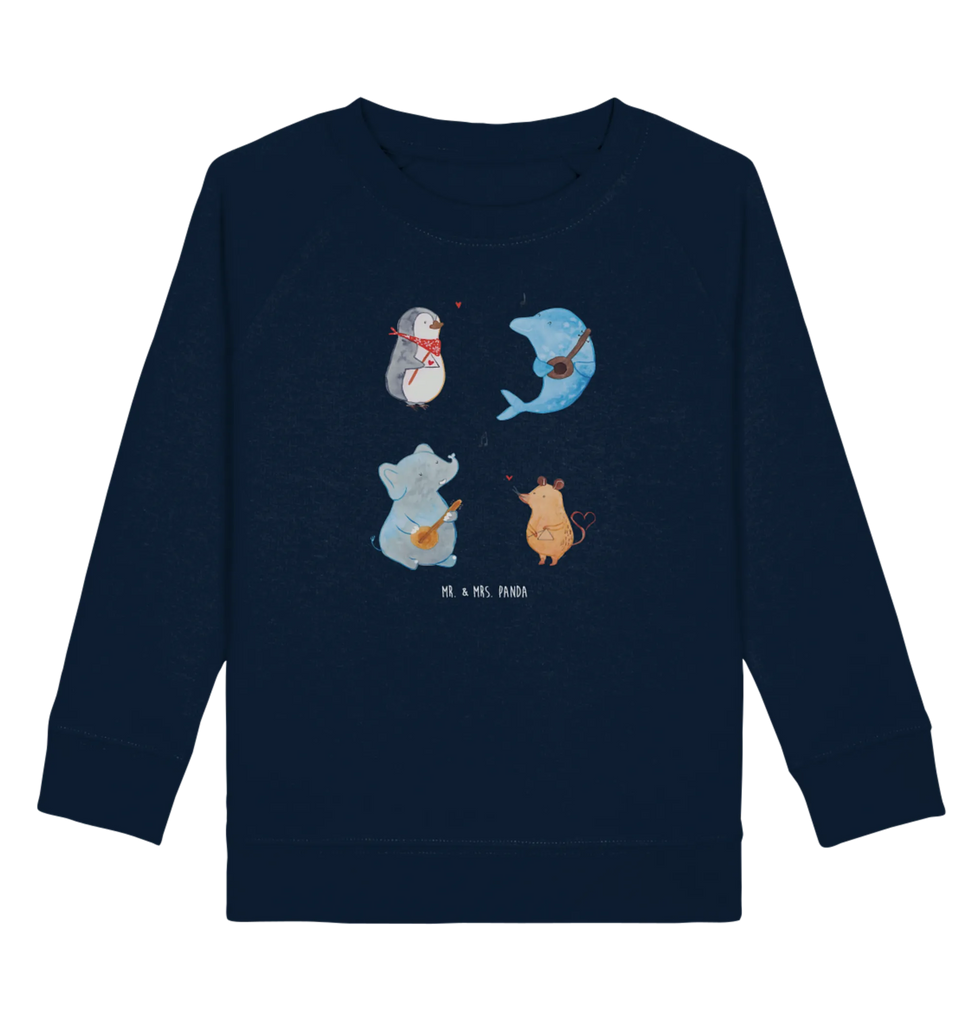 Organic Kinder Pullover Big Band Kinder Pullover, Kinder Sweatshirt, Jungen, Mädchen, Tiermotive, Gute Laune, lustige Sprüche, Tiere, Hund, Pinguin, Maus, Elefant, Delfin, Gitarre, Band, Triangel, Musikanten, Musik