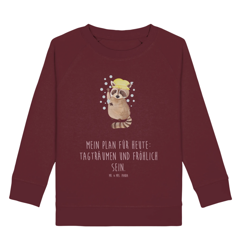 Organic Kinder Pullover Waschbär Kinder Pullover, Kinder Sweatshirt, Jungen, Mädchen, Tiermotive, Gute Laune, lustige Sprüche, Tiere, Waschbär, Tagträumen, Plan, Fröhlich, waschen, Seifenblasen