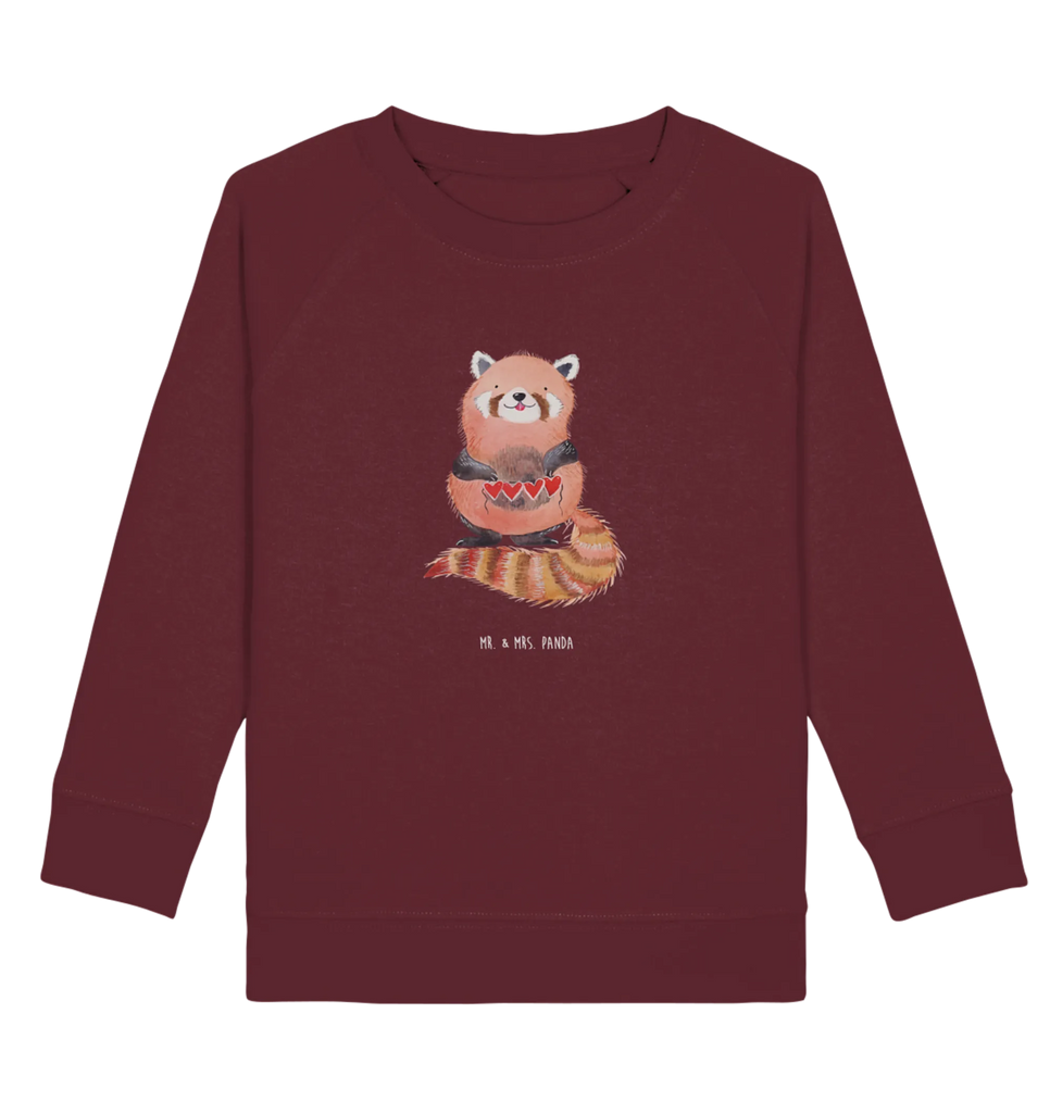 Organic Kinder Pullover Roter Panda Kinder Pullover, Kinder Sweatshirt, Jungen, Mädchen, Tiermotive, Gute Laune, lustige Sprüche, Tiere, Panda, Liebe, Rot, Herz, Liebling, Lieblingsmensch