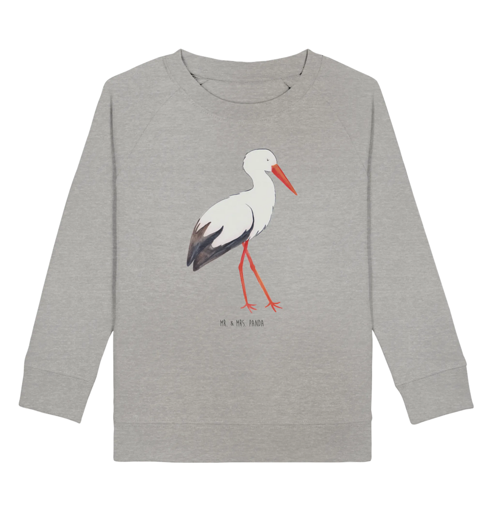 Organic Kinder Pullover Storch Kinder Pullover, Kinder Sweatshirt, Jungen, Mädchen, Tiermotive, Gute Laune, lustige Sprüche, Tiere, Storch, Störche, Schwangerschaft, Geburt, Mutter, Mütter, Mutter werden, Schwanger, Babybauch, Baby