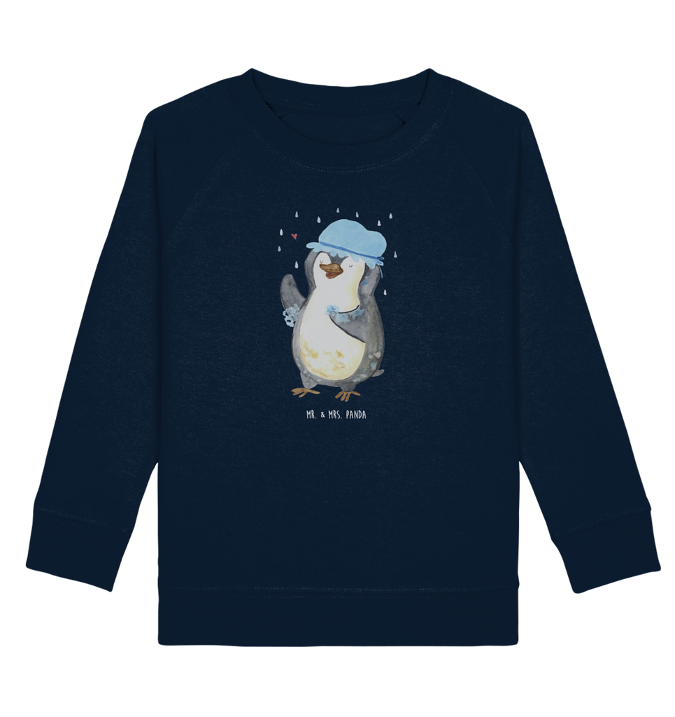 Organic Kinder Pullover Pinguin duscht Kinder Pullover, Kinder Sweatshirt, Jungen, Mädchen, Pinguin, Pinguine, Dusche, duschen, Lebensmotto, Motivation, Neustart, Neuanfang, glücklich sein