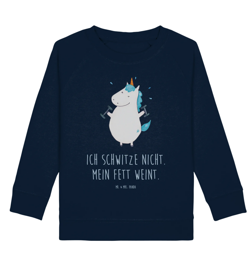 Organic Kinder Pullover Einhorn Fitness Kinder Pullover, Kinder Sweatshirt, Jungen, Mädchen, Einhorn, Einhörner, Einhorn Deko, Unicorn, Gym, Fitness, Fitnessstudio, Diät, Abnehmen, Sport, Pumpen, Geräte, Sixpack