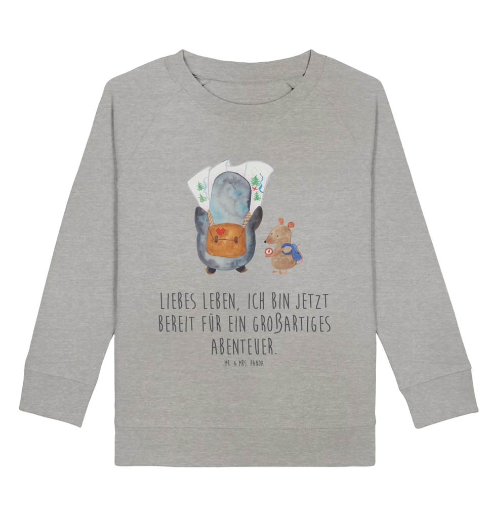 Organic Kinder Pullover Pinguin & Maus Wanderer Kinder Pullover, Kinder Sweatshirt, Jungen, Mädchen, Pinguin, Pinguine, Abenteurer, Abenteuer, Roadtrip, Ausflug, Wanderlust, wandern