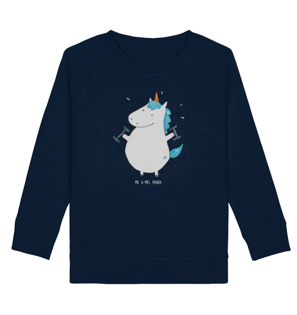 Organic Kinder Pullover Einhorn Fitness Kinder Pullover, Kinder Sweatshirt, Jungen, Mädchen, Einhorn, Einhörner, Einhorn Deko, Unicorn, Gym, Fitness, Fitnessstudio, Diät, Abnehmen, Sport, Pumpen, Geräte, Sixpack