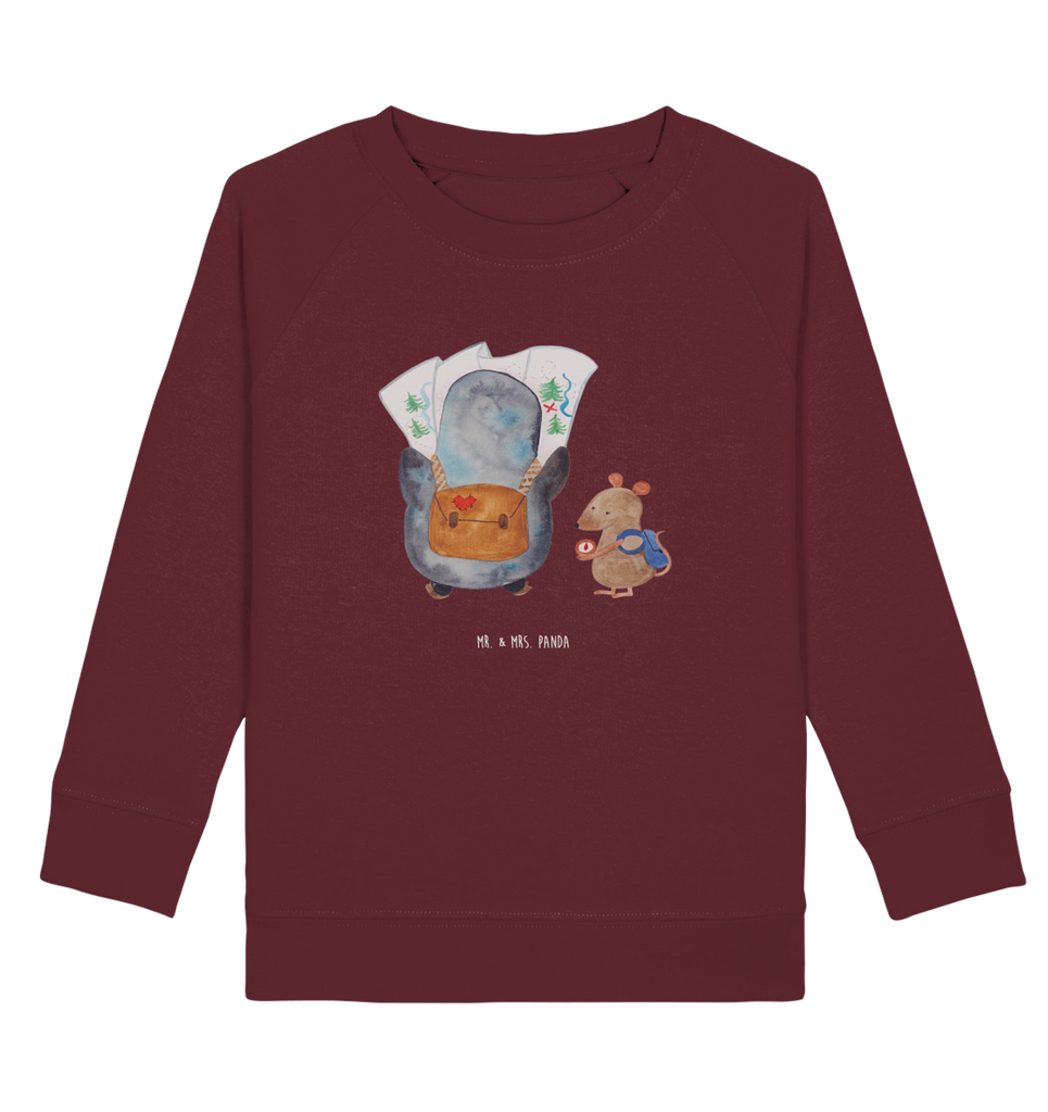 Organic Kinder Pullover Pinguin & Maus Wanderer Kinder Pullover, Kinder Sweatshirt, Jungen, Mädchen, Pinguin, Pinguine, Abenteurer, Abenteuer, Roadtrip, Ausflug, Wanderlust, wandern