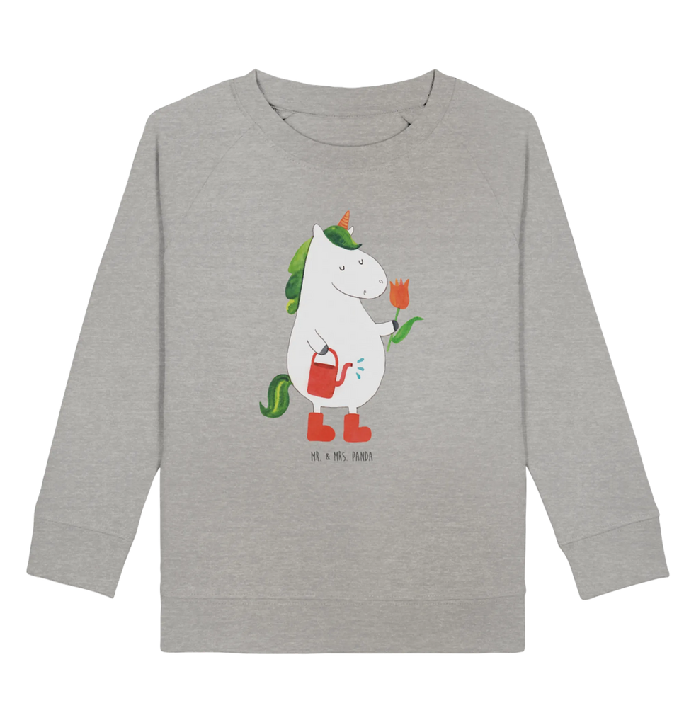 Organic Kinder Pullover Einhorn Gärtner Kinder Pullover, Kinder Sweatshirt, Jungen, Mädchen, Einhorn, Einhörner, Einhorn Deko, Pegasus, Unicorn, Luftballon, Gießkanne, Giesskanne, Lebenslust, Freude, Blume, Freundin, Garten, Stiefel