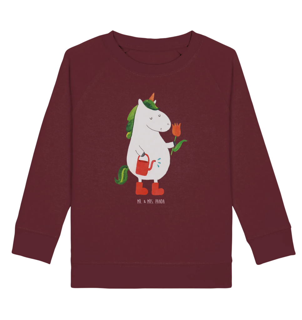 Organic Kinder Pullover Einhorn Gärtner Kinder Pullover, Kinder Sweatshirt, Jungen, Mädchen, Einhorn, Einhörner, Einhorn Deko, Pegasus, Unicorn, Luftballon, Gießkanne, Giesskanne, Lebenslust, Freude, Blume, Freundin, Garten, Stiefel