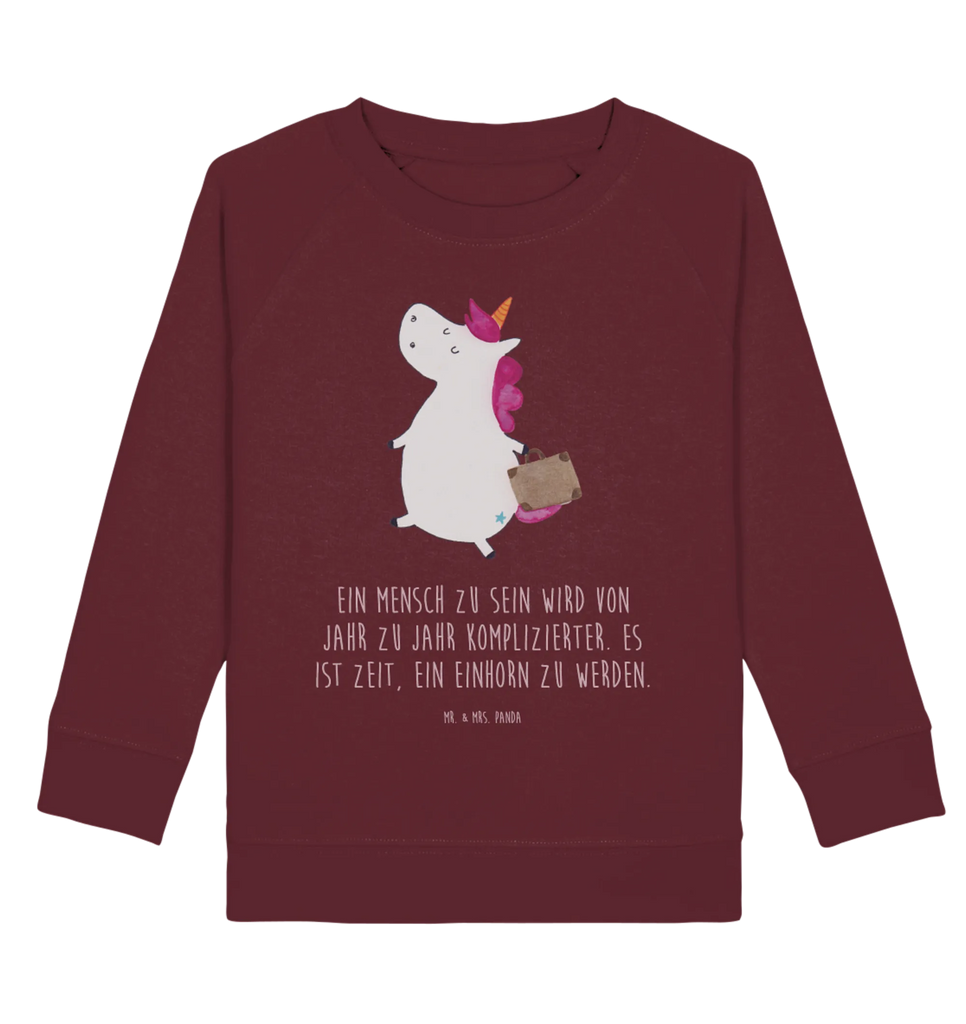 Organic Kinder Pullover Einhorn Koffer Kinder Pullover, Kinder Sweatshirt, Jungen, Mädchen, Einhorn, Einhörner, Einhorn Deko, Unicorn, unicorn, Koffer, Verreisen, Reise, Gepäck, Abenteuer, Erwachsen, Kind, albern, Spaß, lustig, witzig