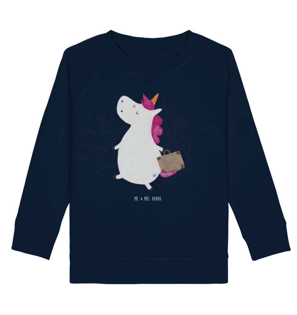 Organic Kinder Pullover Einhorn Koffer Kinder Pullover, Kinder Sweatshirt, Jungen, Mädchen, Einhorn, Einhörner, Einhorn Deko, Unicorn, unicorn, Koffer, Verreisen, Reise, Gepäck, Abenteuer, Erwachsen, Kind, albern, Spaß, lustig, witzig