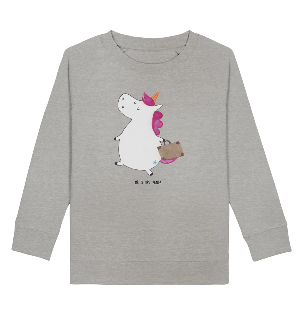 Organic Kinder Pullover Einhorn Koffer Kinder Pullover, Kinder Sweatshirt, Jungen, Mädchen, Einhorn, Einhörner, Einhorn Deko, Unicorn, unicorn, Koffer, Verreisen, Reise, Gepäck, Abenteuer, Erwachsen, Kind, albern, Spaß, lustig, witzig