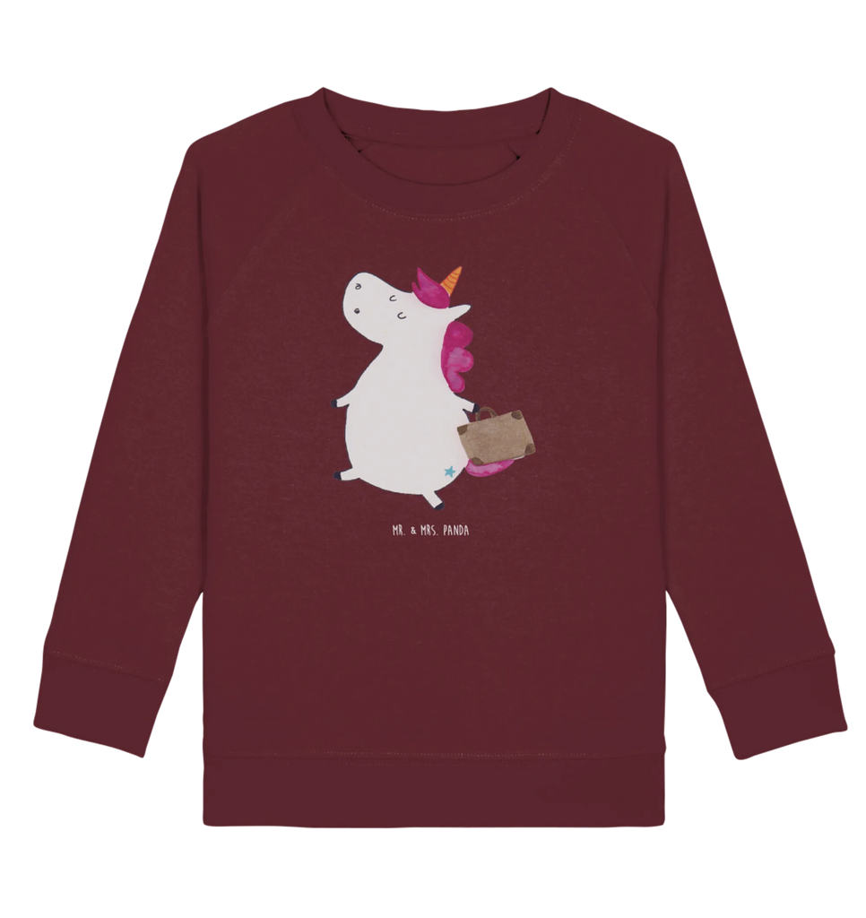 Organic Kinder Pullover Einhorn Koffer Kinder Pullover, Kinder Sweatshirt, Jungen, Mädchen, Einhorn, Einhörner, Einhorn Deko, Unicorn, unicorn, Koffer, Verreisen, Reise, Gepäck, Abenteuer, Erwachsen, Kind, albern, Spaß, lustig, witzig