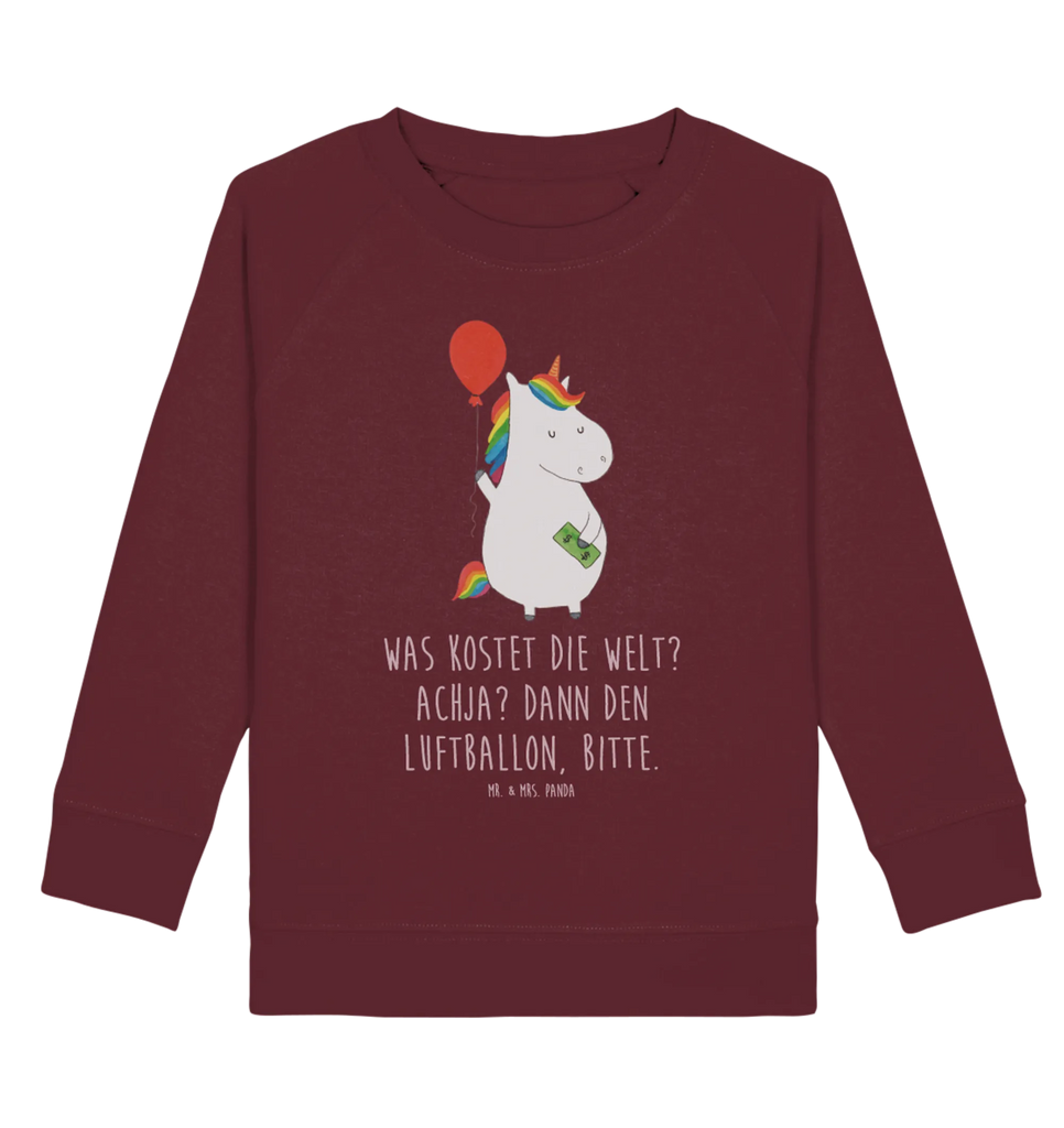 Organic Kinder Pullover Einhorn Luftballon Kinder Pullover, Kinder Sweatshirt, Jungen, Mädchen, Einhorn, Einhörner, Einhorn Deko, Pegasus, Unicorn, Luftballon, Geld, Lebenslust, Freude, Geschenk, Freundin