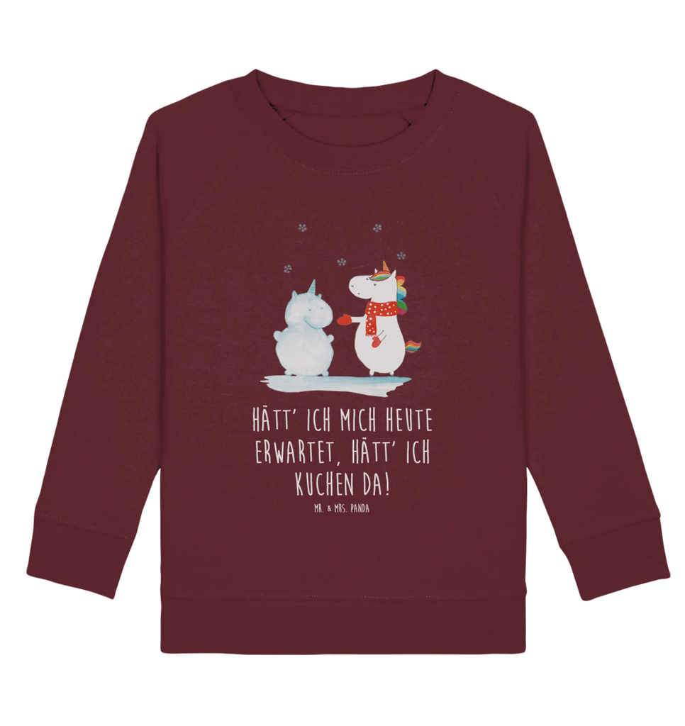 Organic Kinder Pullover Einhorn Schneemann Kinder Pullover, Kinder Sweatshirt, Jungen, Mädchen, Einhorn, Einhörner, Einhorn Deko, Pegasus, Unicorn, Schneemann, Winter, Schnee, Kuchen, Weihnachten, kalt, Mütze, Handschuhe, X-Mas