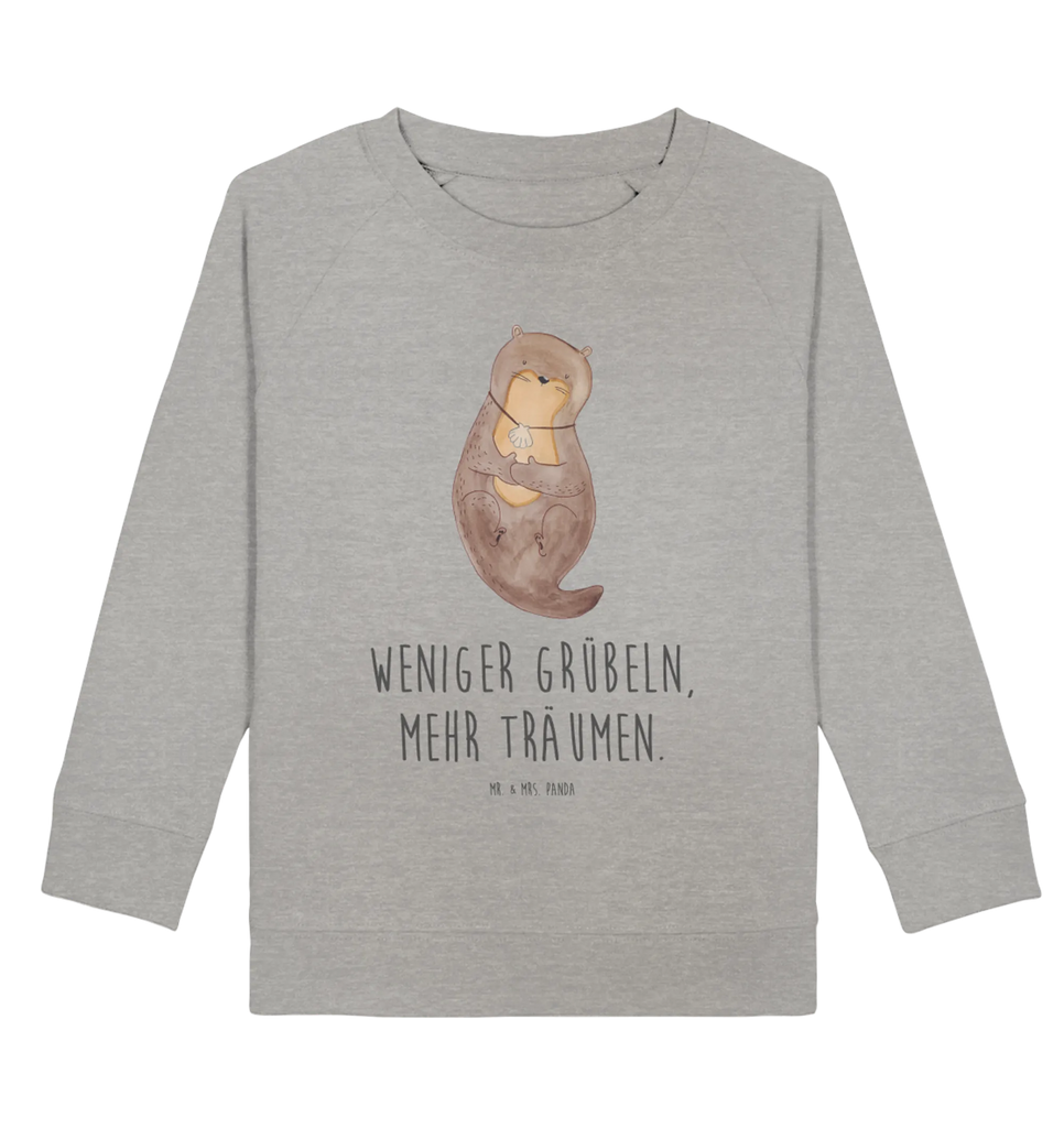 Organic Kinder Pullover Otter mit Muschelmedaillon Kinder Pullover, Kinder Sweatshirt, Jungen, Mädchen, Otter, Fischotter, Seeotter, Otterliebe, grübeln, träumen, Motivation, Tagträumen, Büro