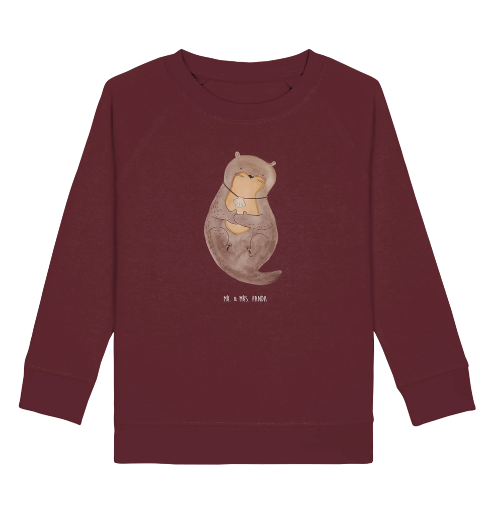 Organic Kinder Pullover Otter mit Muschelmedaillon Kinder Pullover, Kinder Sweatshirt, Jungen, Mädchen, Otter, Fischotter, Seeotter, Otterliebe, grübeln, träumen, Motivation, Tagträumen, Büro