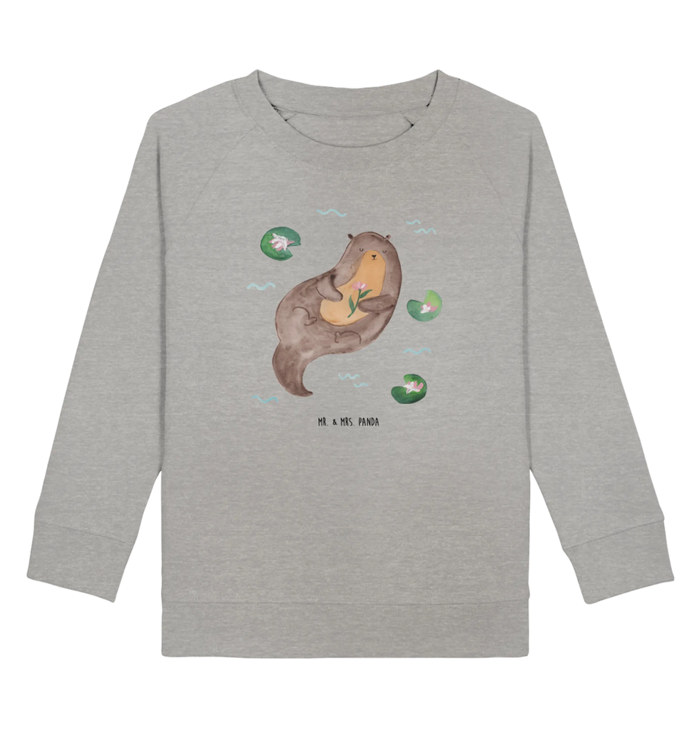 Organic Kinder Pullover Otter mit Seerose Kinder Pullover, Kinder Sweatshirt, Jungen, Mädchen, Otter, Fischotter, Seeotter, Otter Seeotter See Otter