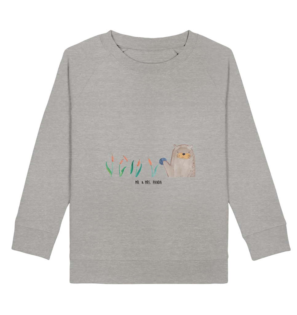 Organic Kinder Pullover Otter mit Stein Kinder Pullover, Kinder Sweatshirt, Jungen, Mädchen, Otter, Fischotter, Seeotter, Otter Seeotter See Otter