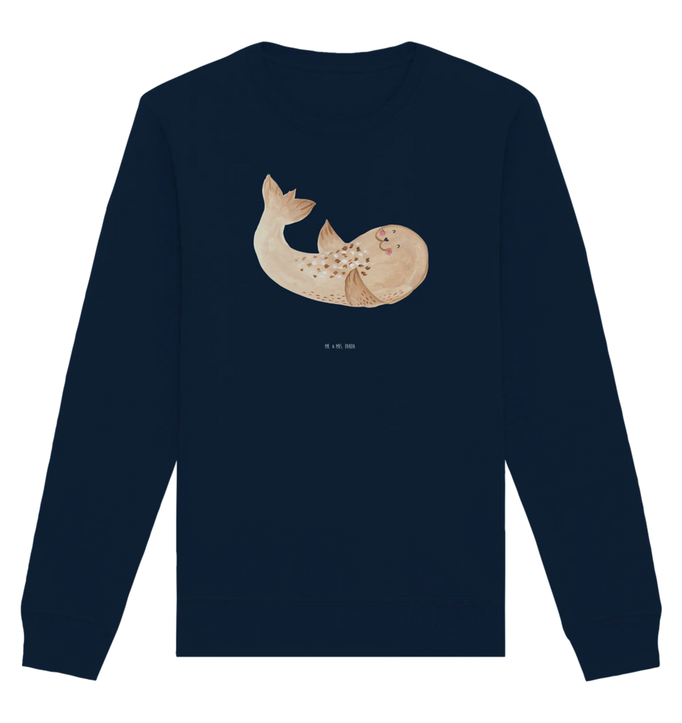 Organic Pullover Robbe Liegen Pullover, Pullover Männer, Pullover Frauen, Sweatshirt, Sweatshirt Männer, Sweatshirt Frauen, Unisex, Tiermotive, Gute Laune, lustige Sprüche, Tiere, Robbe, Robben, Seehund, Strand, Meerestier, Ostsee, Nordsee, Lachen, Freude