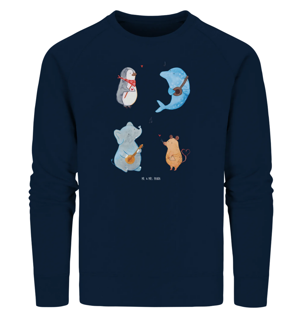 Organic Pullover Big Band Pullover, Pullover Männer, Pullover Frauen, Sweatshirt, Sweatshirt Männer, Sweatshirt Frauen, Unisex, Tiermotive, Gute Laune, lustige Sprüche, Tiere, Hund, Pinguin, Maus, Elefant, Delfin, Gitarre, Band, Triangel, Musikanten, Musik