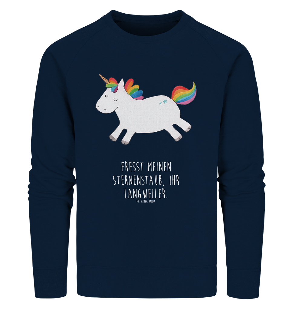 Organic Pullover Einhorn Happy Pullover, Pullover Männer, Pullover Frauen, Sweatshirt, Sweatshirt Männer, Sweatshirt Frauen, Unisex, Einhorn, Einhörner, Einhorn Deko, Pegasus, Unicorn, glücklich, fröhlich, Spaß, Freude, Lebensfreude, witzig, spannend, Lächeln, Lachen