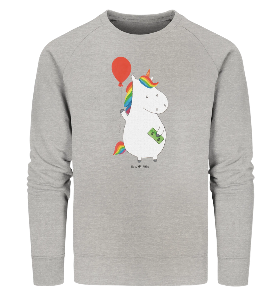 Organic Pullover Einhorn Luftballon Pullover, Pullover Männer, Pullover Frauen, Sweatshirt, Sweatshirt Männer, Sweatshirt Frauen, Unisex, Einhorn, Einhörner, Einhorn Deko, Unicorn, Luftballon, Geld, Lebenslust, Freude, Geschenk, Freundin