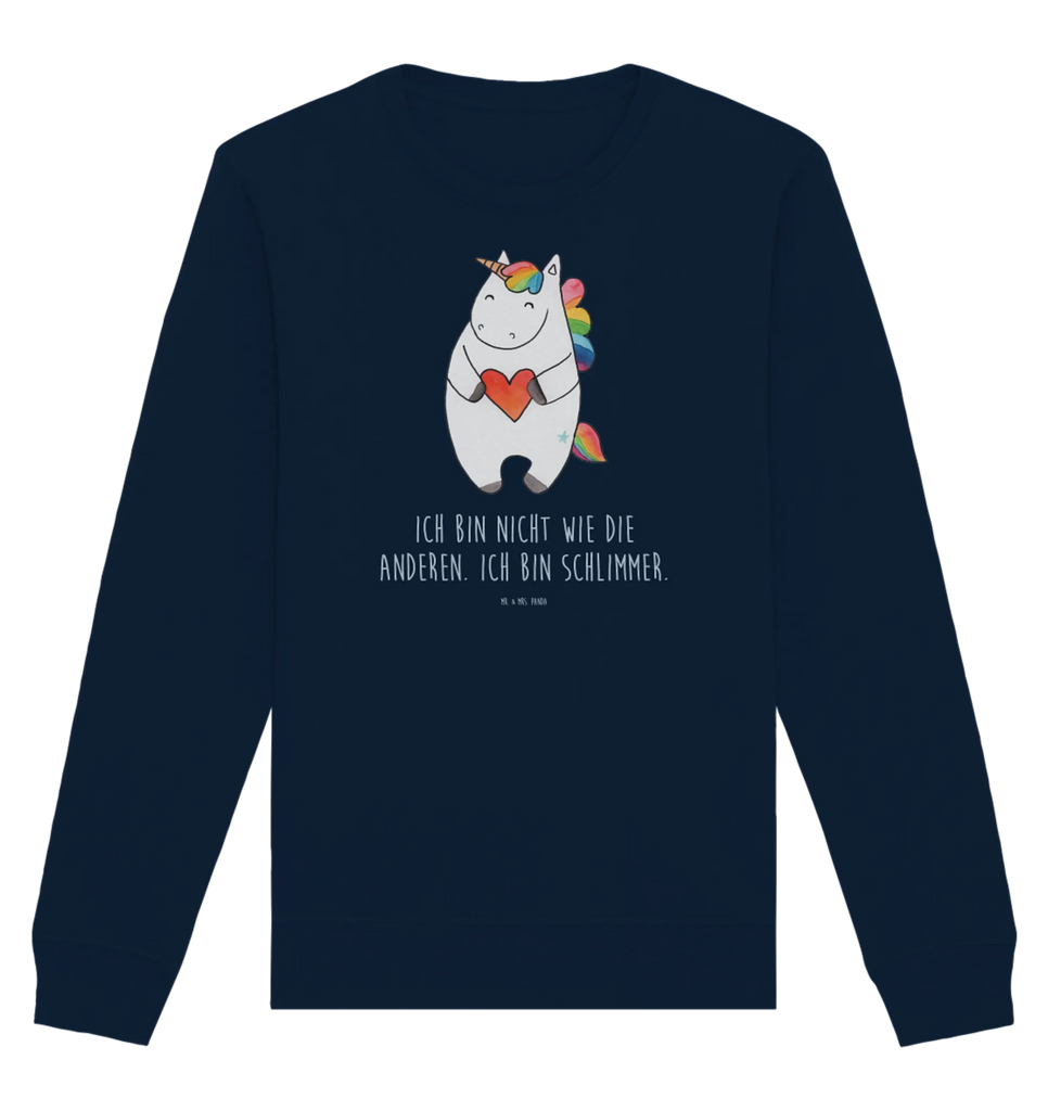 Organic Pullover Einhorn Herz Pullover, Pullover Männer, Pullover Frauen, Sweatshirt, Sweatshirt Männer, Sweatshirt Frauen, Unisex, Einhorn, Einhörner, Einhorn Deko, Unicorn, Herz, schlimm, böse, witzig, lustig, Freundin, anders, bunt