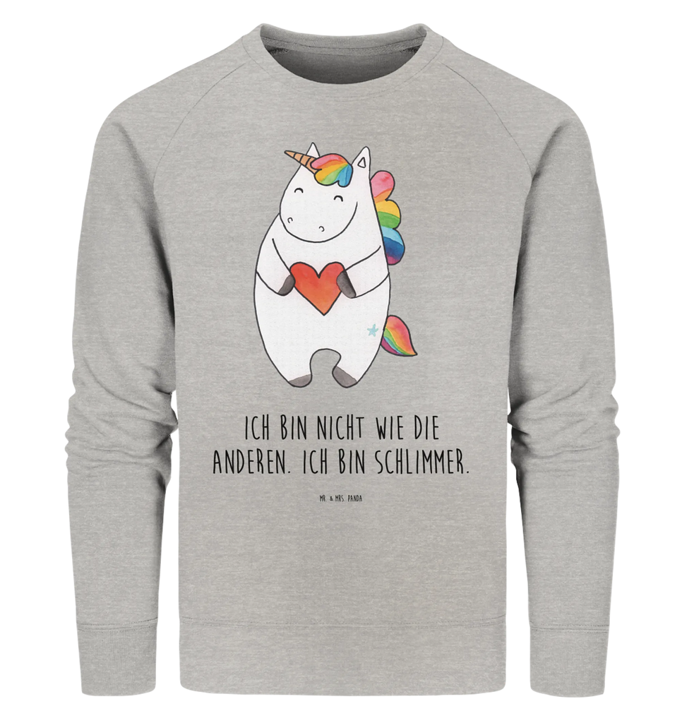 Organic Pullover Einhorn Herz Pullover, Pullover Männer, Pullover Frauen, Sweatshirt, Sweatshirt Männer, Sweatshirt Frauen, Unisex, Einhorn, Einhörner, Einhorn Deko, Unicorn, Herz, schlimm, böse, witzig, lustig, Freundin, anders, bunt