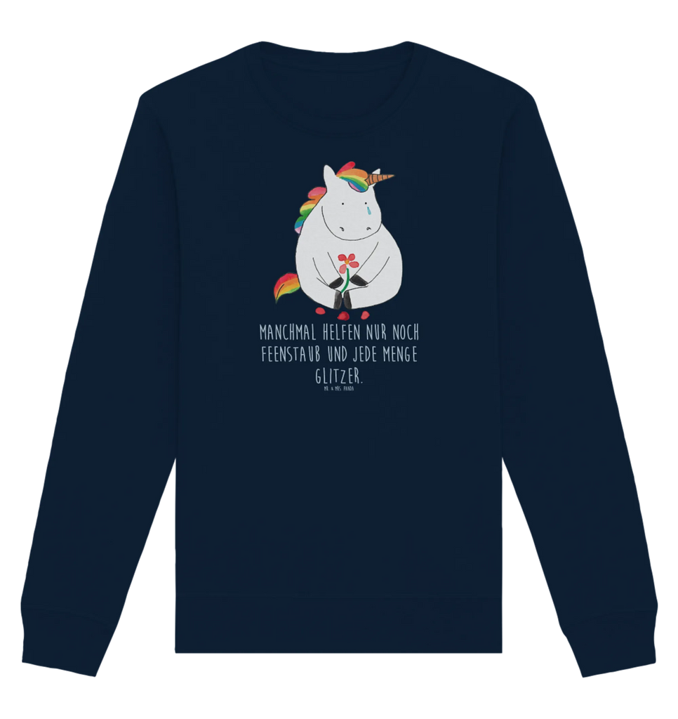 Organic Pullover Einhorn Traurig Pullover, Pullover Männer, Pullover Frauen, Sweatshirt, Sweatshirt Männer, Sweatshirt Frauen, Unisex, Einhorn, Einhörner, Einhorn Deko, Pegasus, Unicorn, Glitzer, Trösten. Freundschaft, Freunde, Liebe, Trauer, Grußkarte, Blume