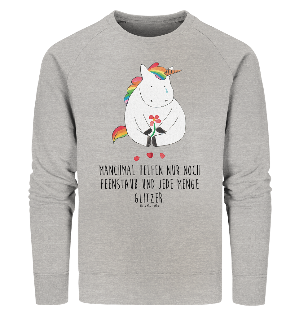 Organic Pullover Einhorn Traurig Pullover, Pullover Männer, Pullover Frauen, Sweatshirt, Sweatshirt Männer, Sweatshirt Frauen, Unisex, Einhorn, Einhörner, Einhorn Deko, Pegasus, Unicorn, Glitzer, Trösten. Freundschaft, Freunde, Liebe, Trauer, Grußkarte, Blume