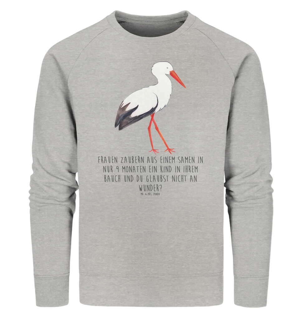 Organic Pullover Storch Pullover, Pullover Männer, Pullover Frauen, Sweatshirt, Sweatshirt Männer, Sweatshirt Frauen, Unisex, Tiermotive, Gute Laune, lustige Sprüche, Tiere, Storch, Störche, Schwangerschaft, Geburt, Mutter, Mütter, Mutter werden, Schwanger, Babybauch, Baby