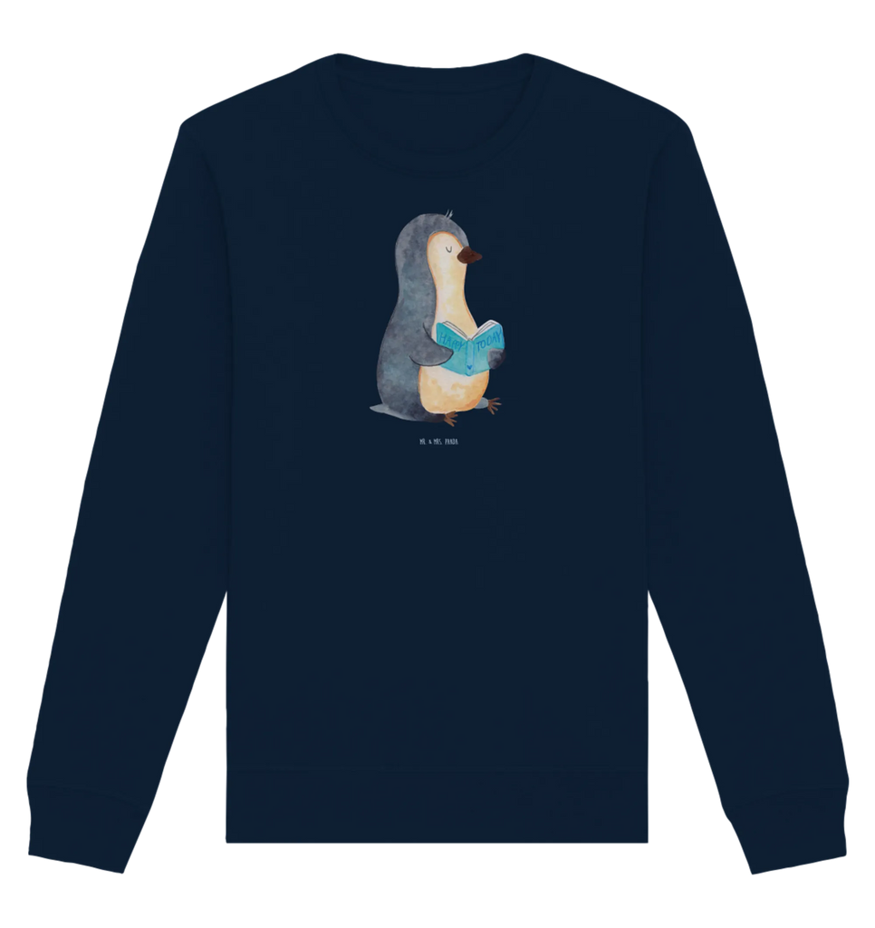 Organic Pullover Pinguin Buch Pullover, Pullover Männer, Pullover Frauen, Sweatshirt, Sweatshirt Männer, Sweatshirt Frauen, Unisex, Pinguin, Pinguine, Buch, Lesen, Bücherwurm, Nichtstun, Faulenzen, Ferien, Urlaub, Freizeit