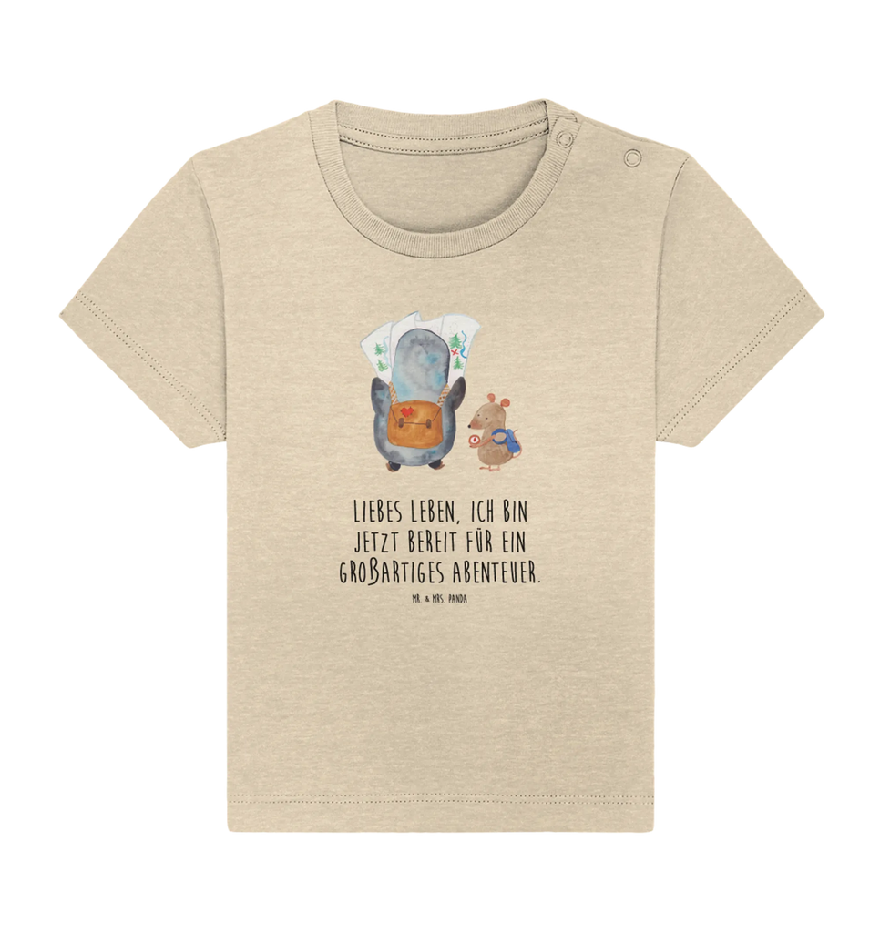 Organic Baby Shirt Pinguin & Maus Wanderer Baby T-Shirt, Jungen Baby T-Shirt, Mädchen Baby T-Shirt, Shirt, Pinguin, Pinguine, Abenteurer, Abenteuer, Roadtrip, Ausflug, Wanderlust, wandern