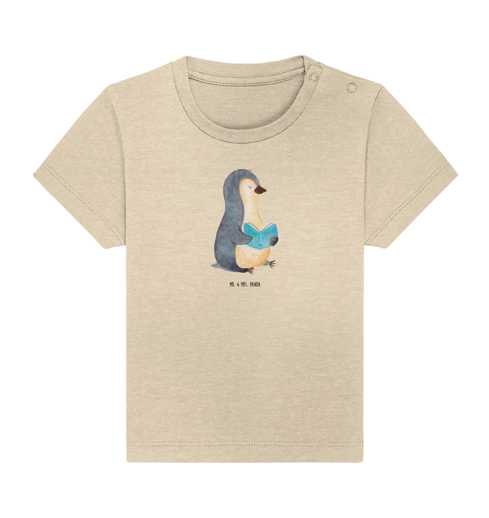 Organic Baby Shirt Pinguin Buch Baby T-Shirt, Jungen Baby T-Shirt, Mädchen Baby T-Shirt, Shirt, Pinguin, Pinguine, Buch, Lesen, Bücherwurm, Nichtstun, Faulenzen, Ferien, Urlaub, Freizeit