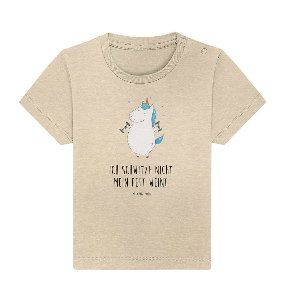 Organic Baby Shirt Einhorn Fitness Baby T-Shirt, Jungen Baby T-Shirt, Mädchen Baby T-Shirt, Shirt, Einhorn, Einhörner, Einhorn Deko, Pegasus, Unicorn, Gym, Fitness, Fitnessstudio, Diät, Abnehmen, Sport, Pumpen, Geräte, Sixpack