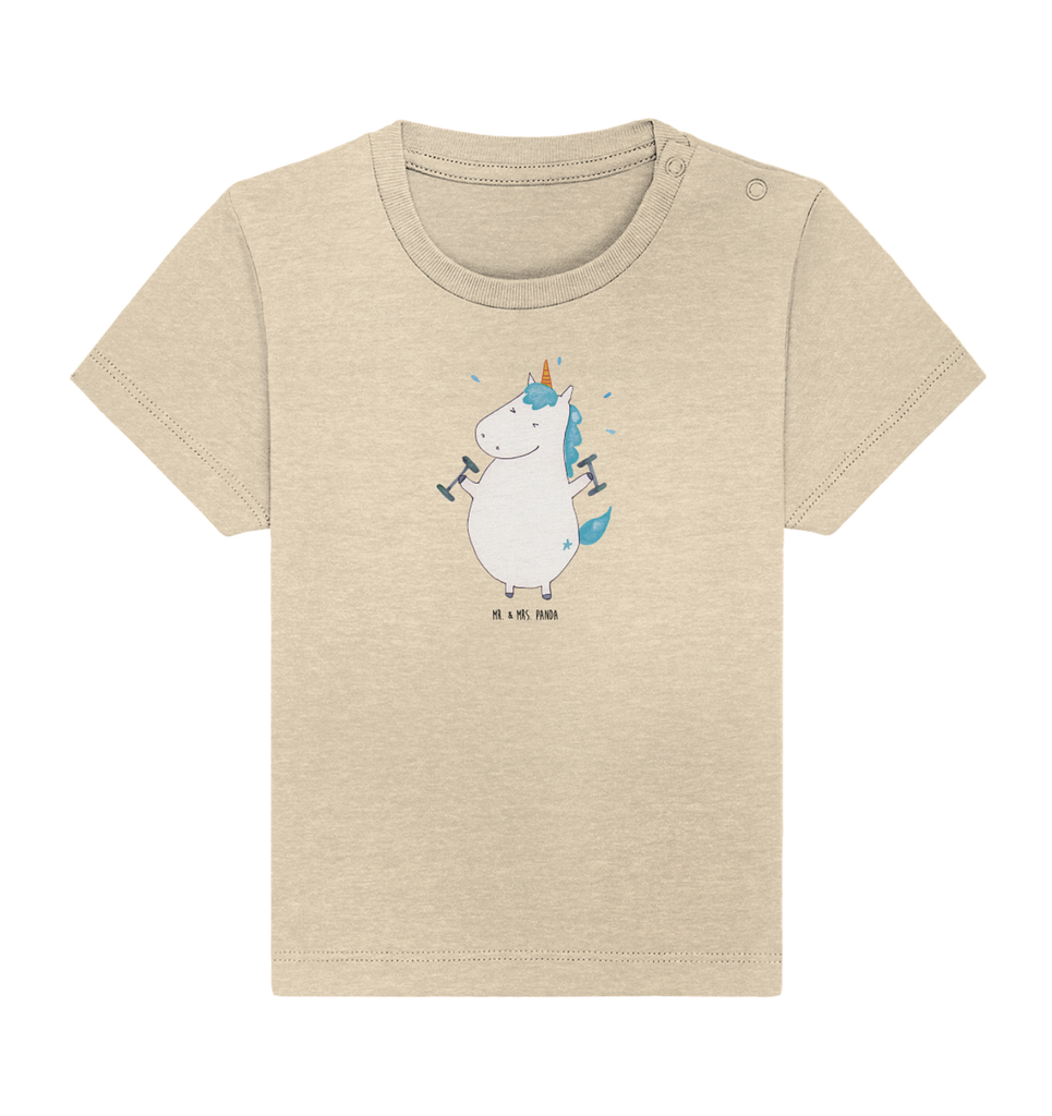 Organic Baby Shirt Einhorn Fitness Baby T-Shirt, Jungen Baby T-Shirt, Mädchen Baby T-Shirt, Shirt, Einhorn, Einhörner, Einhorn Deko, Pegasus, Unicorn, Gym, Fitness, Fitnessstudio, Diät, Abnehmen, Sport, Pumpen, Geräte, Sixpack