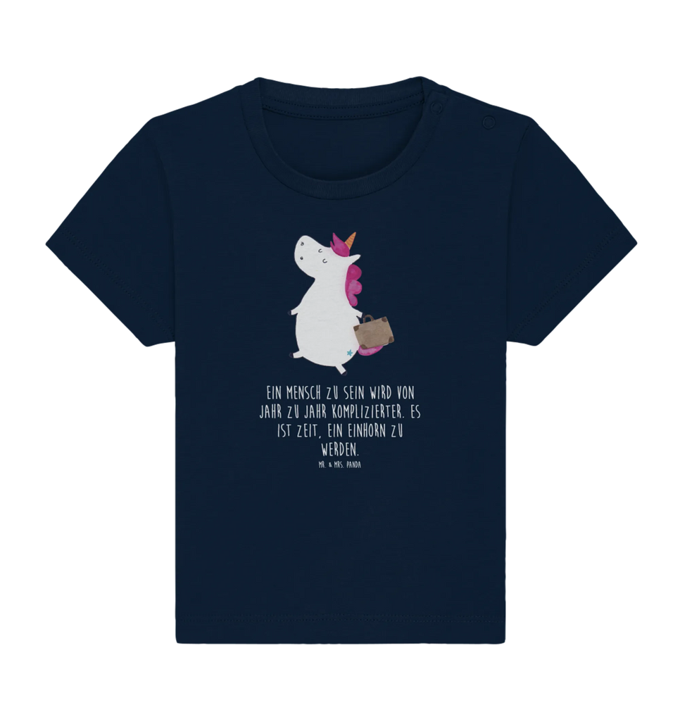 Organic Baby Shirt Einhorn Koffer Baby T-Shirt, Jungen Baby T-Shirt, Mädchen Baby T-Shirt, Shirt, Einhorn, Einhörner, Einhorn Deko, Pegasus, Unicorn, unicorn, Koffer, Verreisen, Reise, Gepäck, Abenteuer, Erwachsen, Kind, albern, Spaß, lustig, witzig