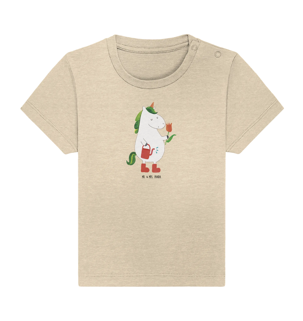 Organic Baby Shirt Einhorn Gärtner Baby T-Shirt, Jungen Baby T-Shirt, Mädchen Baby T-Shirt, Shirt, Einhorn, Einhörner, Einhorn Deko, Pegasus, Unicorn, Luftballon, Gießkanne, Giesskanne, Lebenslust, Freude, Blume, Freundin, Garten, Stiefel