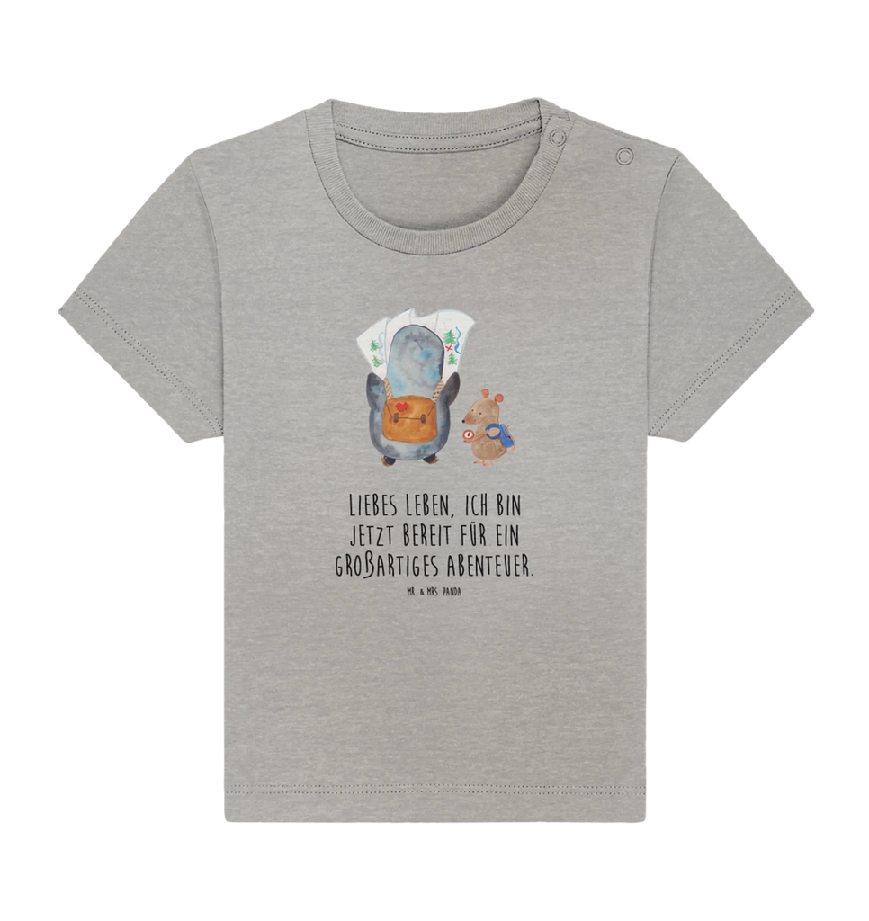 Organic Baby Shirt Pinguin & Maus Wanderer Baby T-Shirt, Jungen Baby T-Shirt, Mädchen Baby T-Shirt, Shirt, Pinguin, Pinguine, Abenteurer, Abenteuer, Roadtrip, Ausflug, Wanderlust, wandern