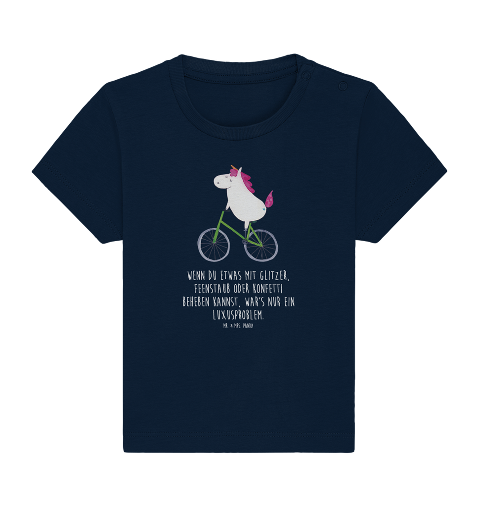 Organic Baby Shirt Einhorn Radfahrer Baby T-Shirt, Jungen Baby T-Shirt, Mädchen Baby T-Shirt, Shirt, Einhorn, Einhörner, Einhorn Deko, Pegasus, Unicorn, Radfahren, Radfahrer, Rad, Bike, Feenstaub, Konfetti, Luxusproblem, Kummer, Liebeskummer